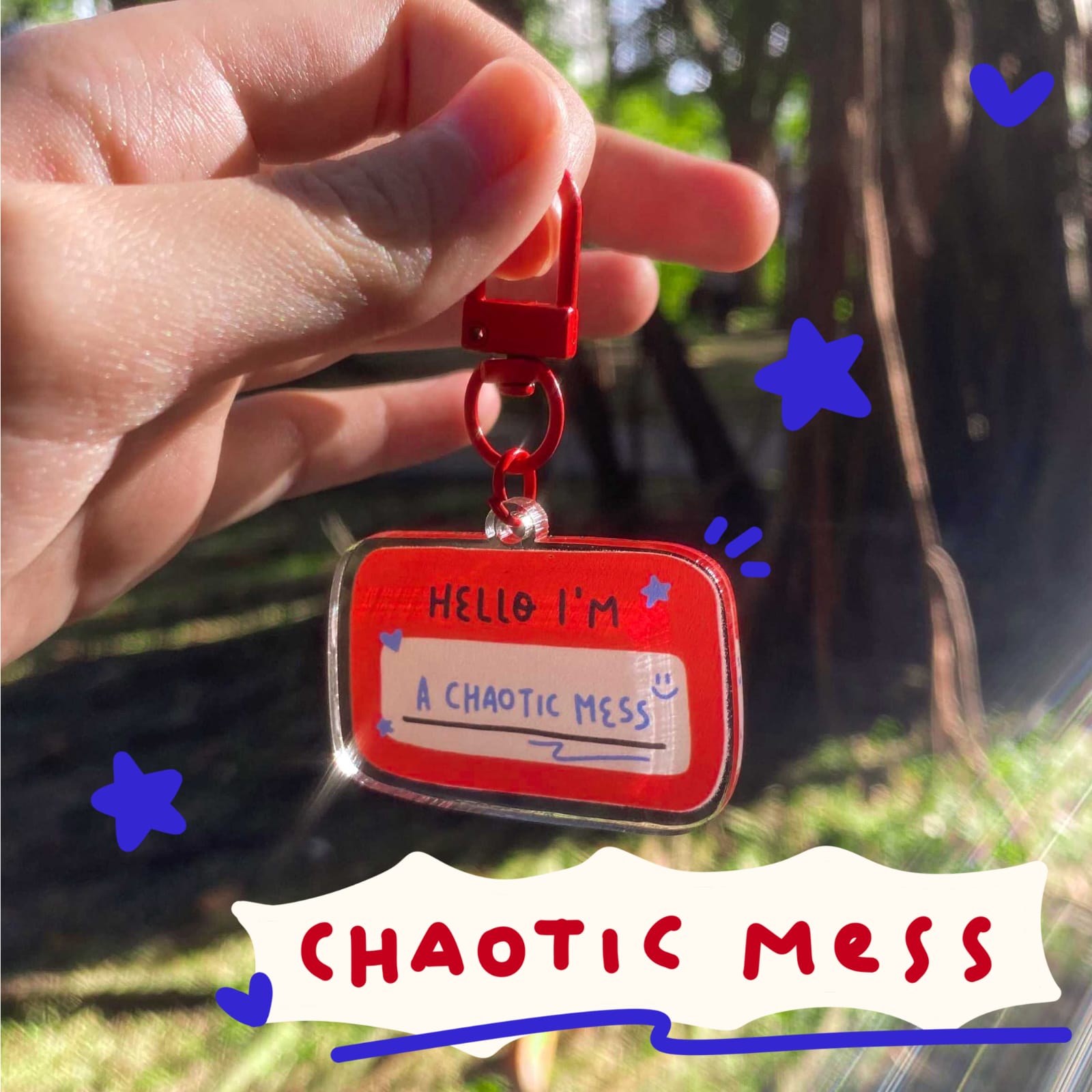 chaotic mess keychain
