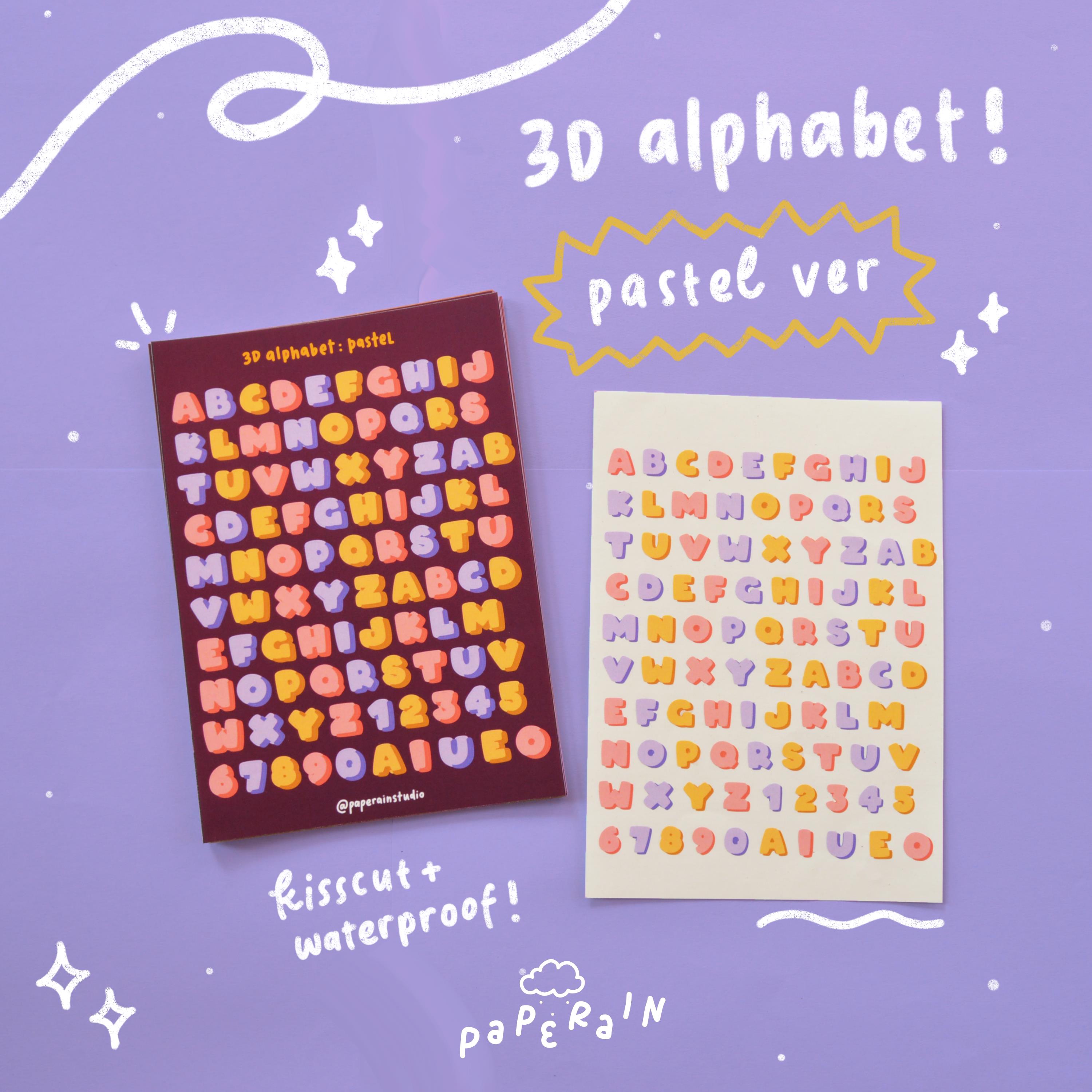 3d alphabets sticker sheet