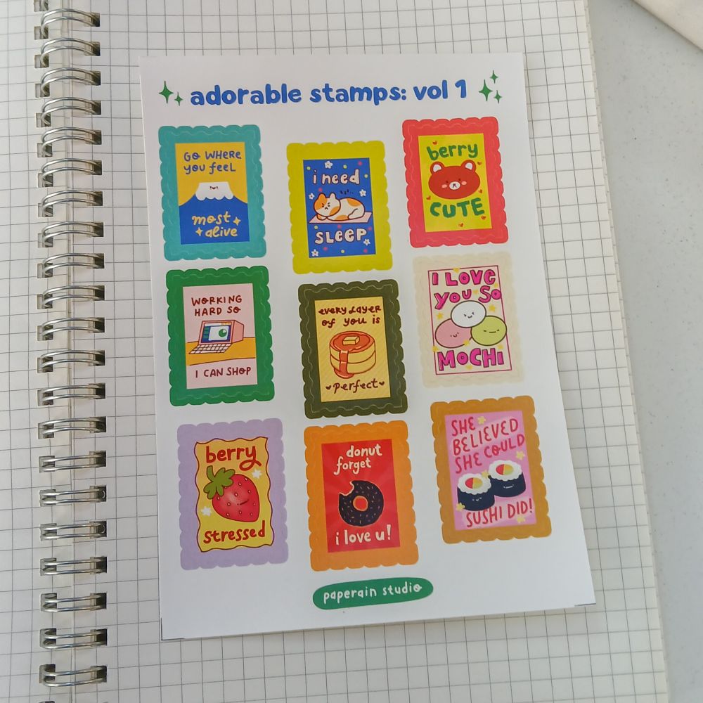 adorable stamps vol 1 sticker sheet