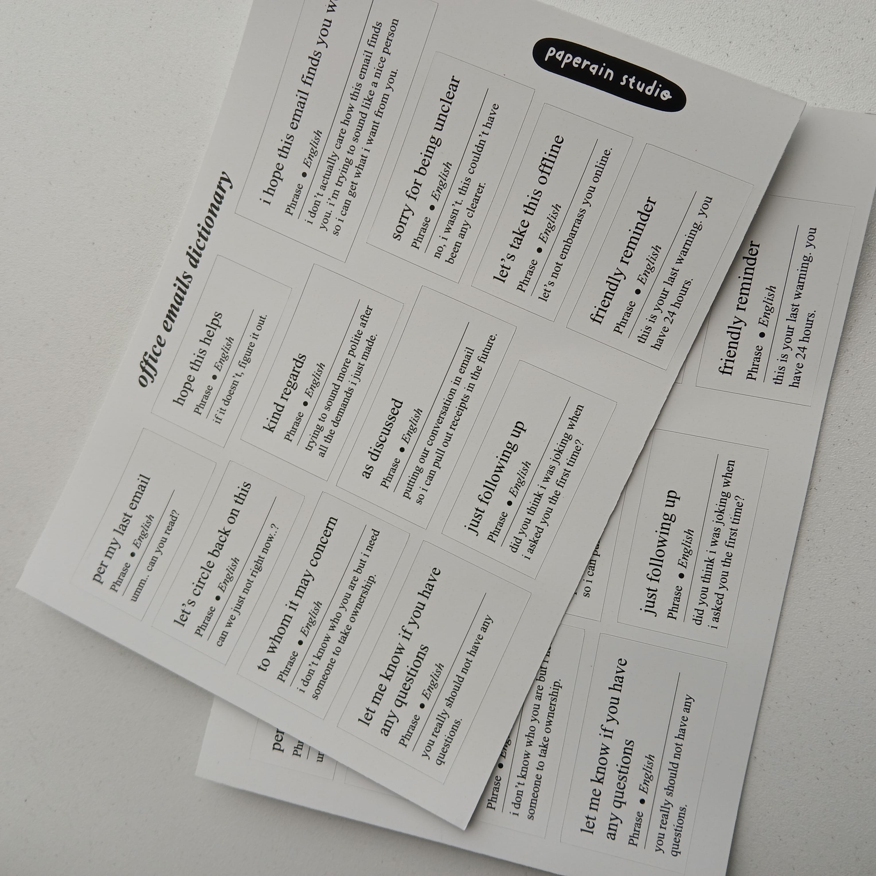 office emails sticker sheet