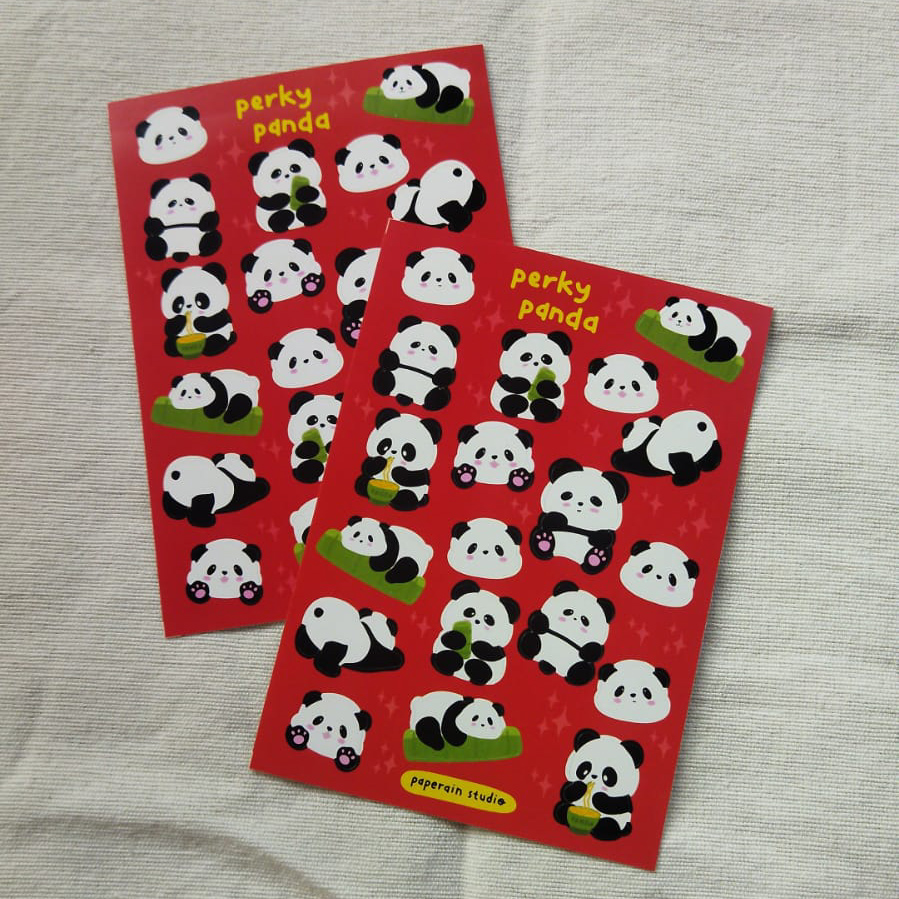 perky panda sticker sheet