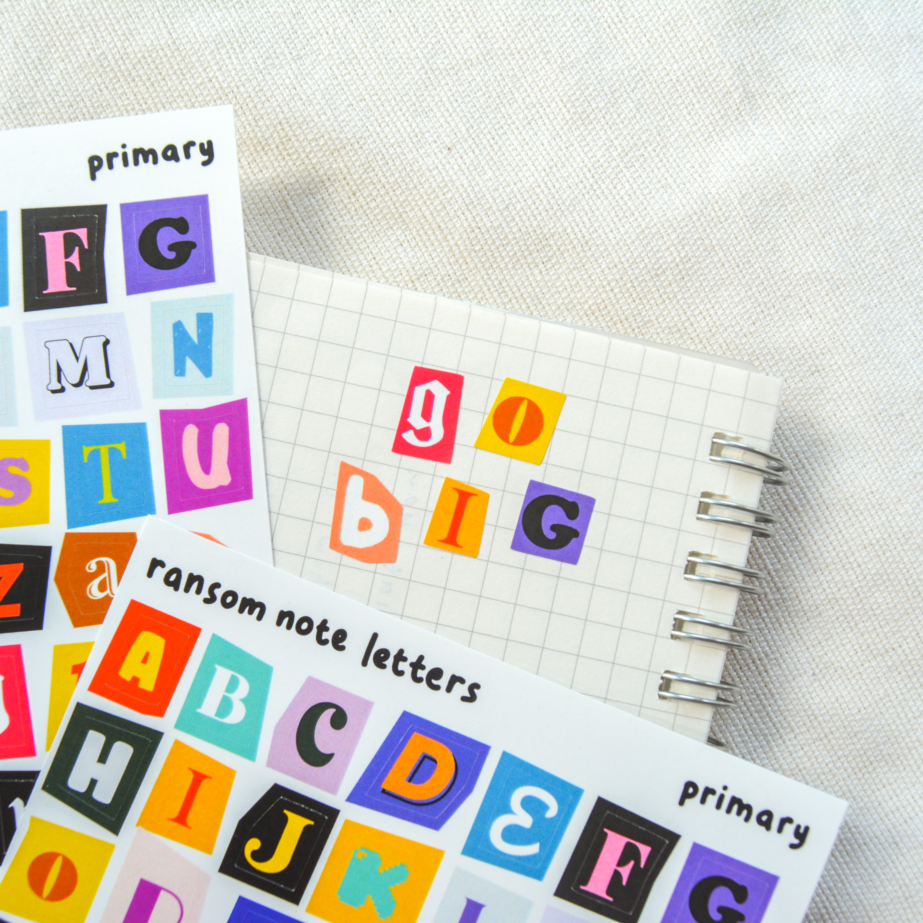 ransom alphabets sticker sheet