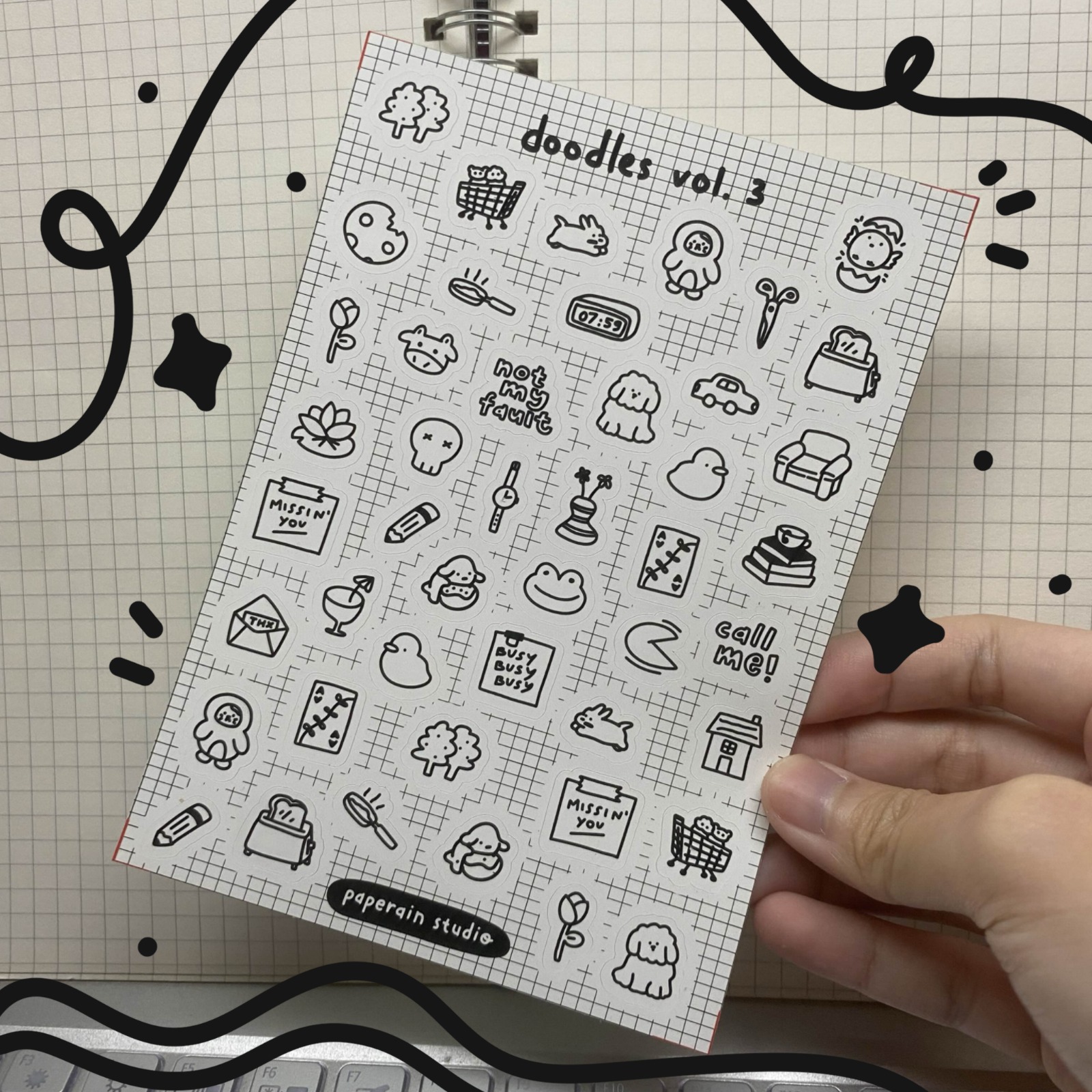 doodles vol 3 sticker sheet